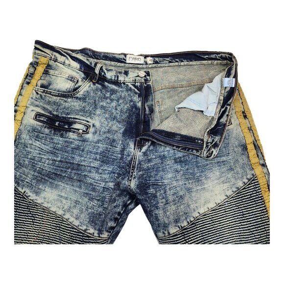 FWRD Denim Mens Size 48 Blue Jeans Yellow Side Stripes Inseam 33 - Picture 7 of 11